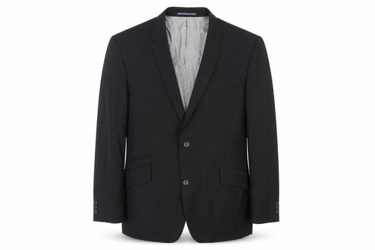 Front view of Topman men’s black polyester jacket suit jacket, size 44, regular