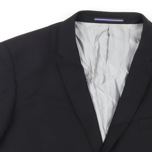 Topman Mens Black Polyester Jacket Suit Jacket Size 44 Regular
