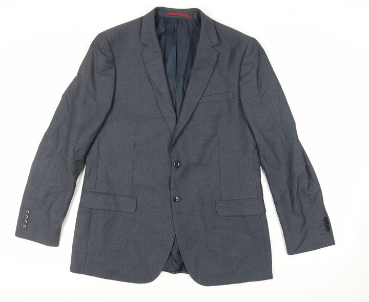 Burton Mens Blue Polyester Jacket Suit Jacket Size 44 Regular