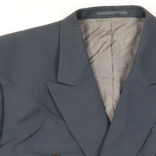 Sergio Rossi Mens Green Striped Polyester Jacket Suit Jacket Size 46 Regular