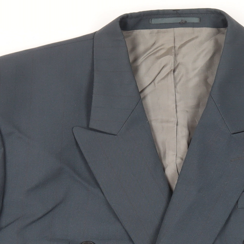 Sergio Rossi Mens Green Striped Polyester Jacket Suit Jacket Size 46 Regular