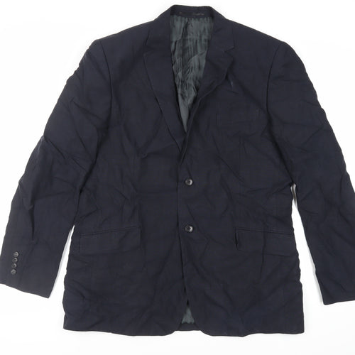Fellini Mens Blue Linen Jacket Blazer Size 44 Regular