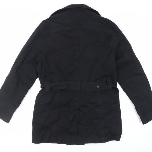 Luke Mens Black Pea Coat Coat Size S Button - Belted