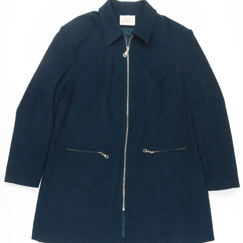Ann Harvey Womens Green Overcoat Coat Size 16 Zip - Zipped Pockets