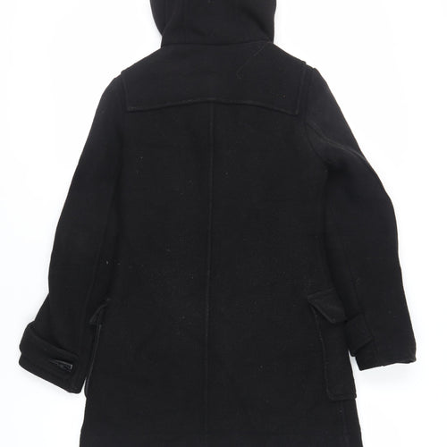 Topshop Womens Black Pea Coat Coat Size 8 Snap - Duffle Coat Hooded