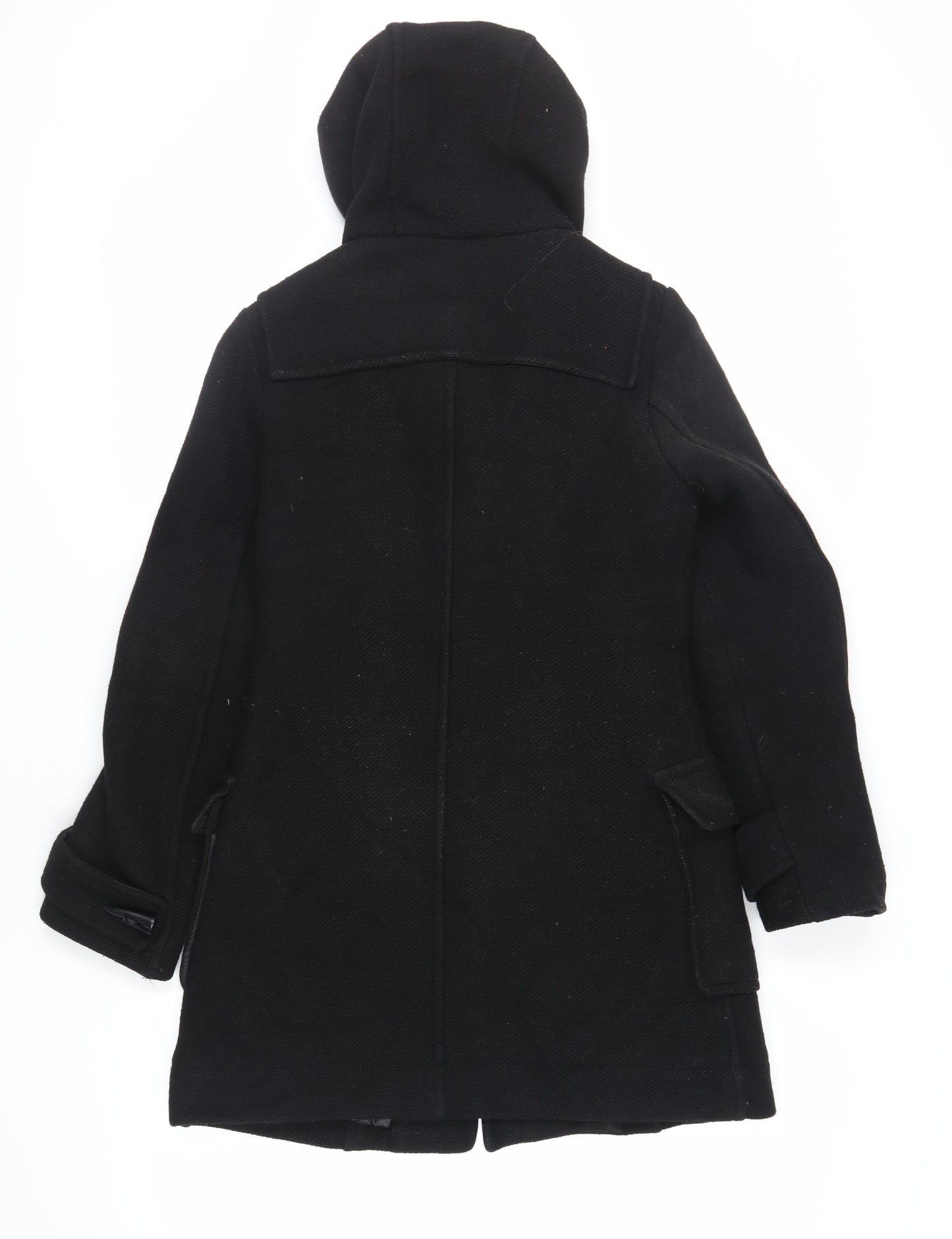 Topshop Womens Black Pea Coat Coat Size 8 Snap - Duffle Coat Hooded