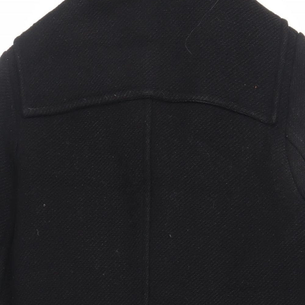Topshop Womens Black Pea Coat Coat Size 8 Snap - Duffle Coat Hooded