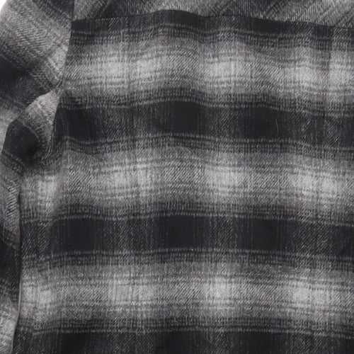 BHS Womens Grey Plaid Pea Coat Coat Size 12 Button