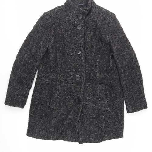 Debenhams Womens Grey Overcoat Coat Size 16 Button