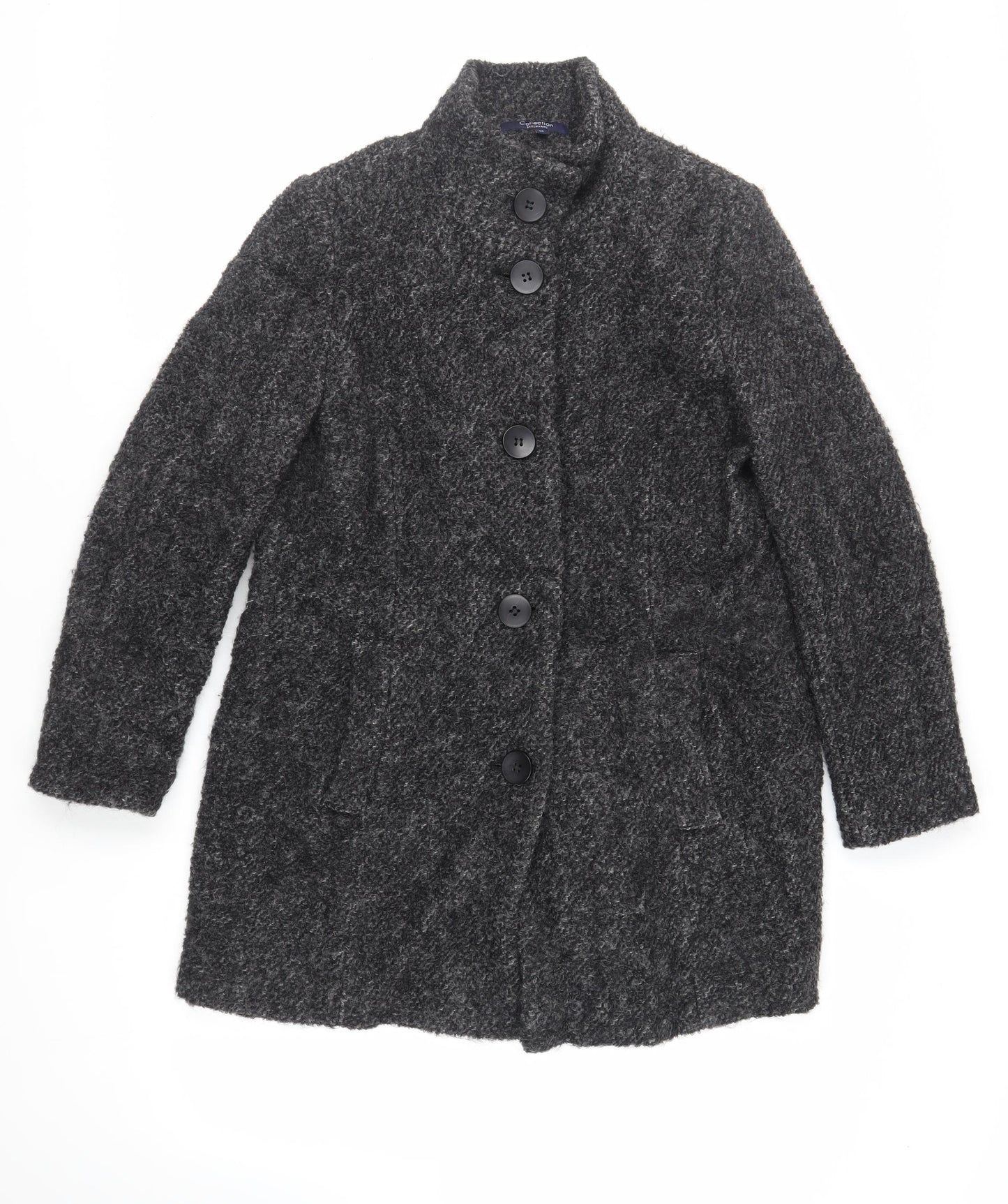 Debenhams Womens Grey Overcoat Coat Size 16 Button