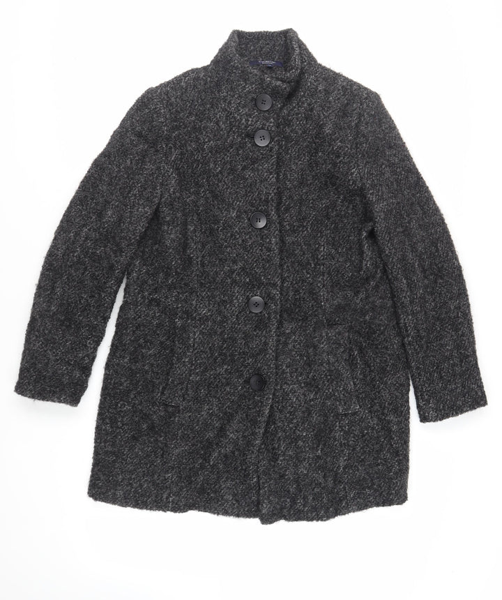 Debenhams Womens Grey Overcoat Coat Size 16 Button