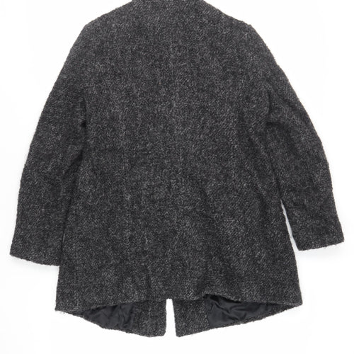 Debenhams Womens Grey Overcoat Coat Size 16 Button