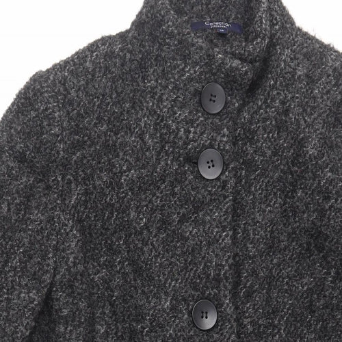 Debenhams Womens Grey Overcoat Coat Size 16 Button