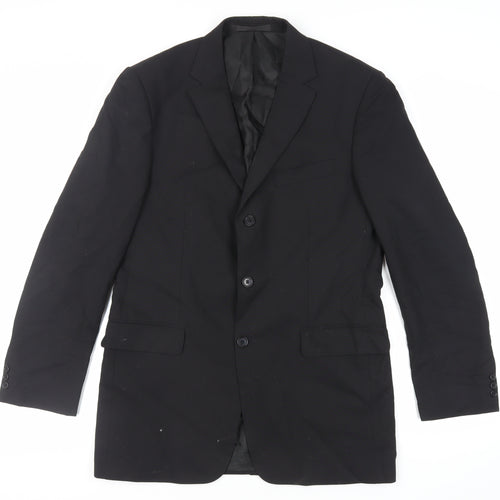 Marks and Spencer Mens Black Polyester Jacket Suit Jacket Size 40 Regular