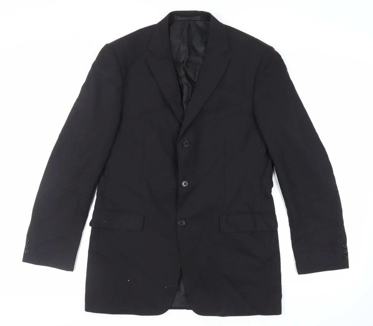 Marks and Spencer Mens Black Polyester Jacket Suit Jacket Size 40 Regular