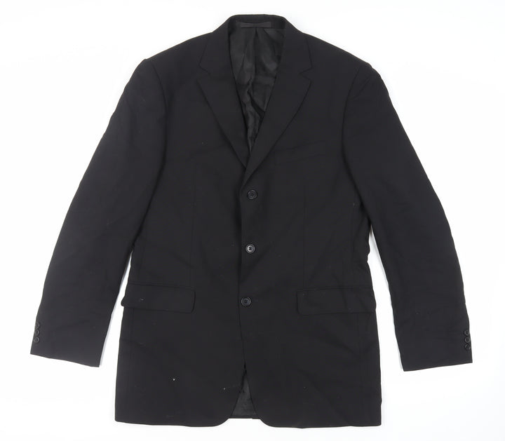 Marks and Spencer Mens Black Polyester Jacket Suit Jacket Size 40 Regular