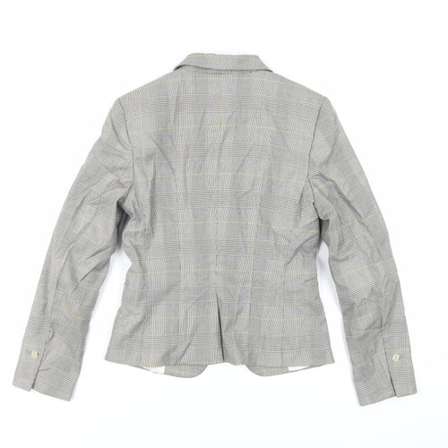 H&M Womens Grey Plaid Jacket Blazer Size 6 Button