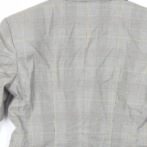 H&M Womens Grey Plaid Jacket Blazer Size 6 Button