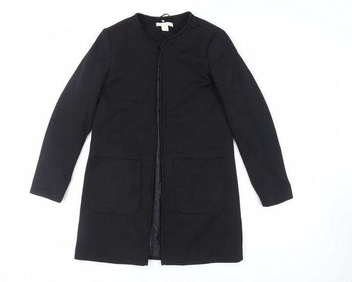 H&M Womens Black Overcoat Coat Size 10 - Open