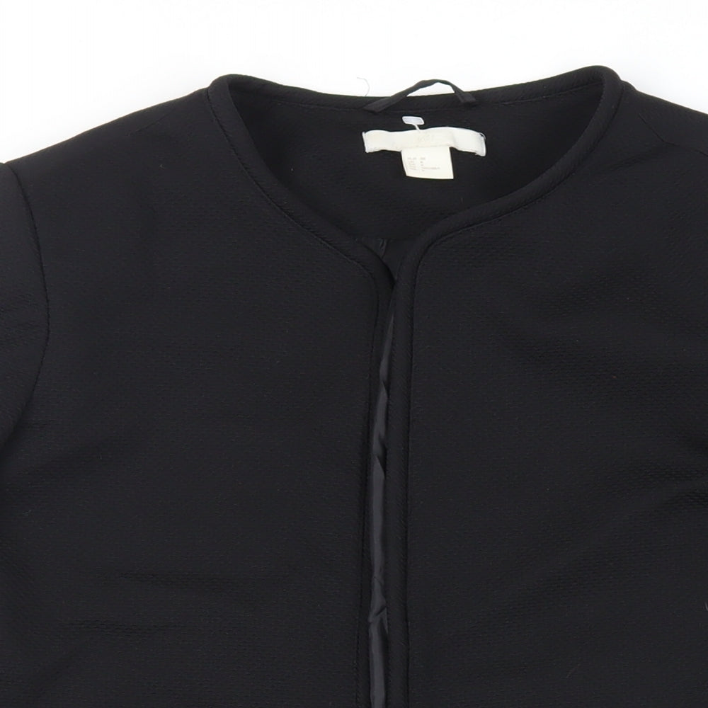 H&M Womens Black Overcoat Coat Size 10 - Open