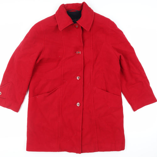 Astraka Womens Red Overcoat Coat Size 10 Button - Vintage