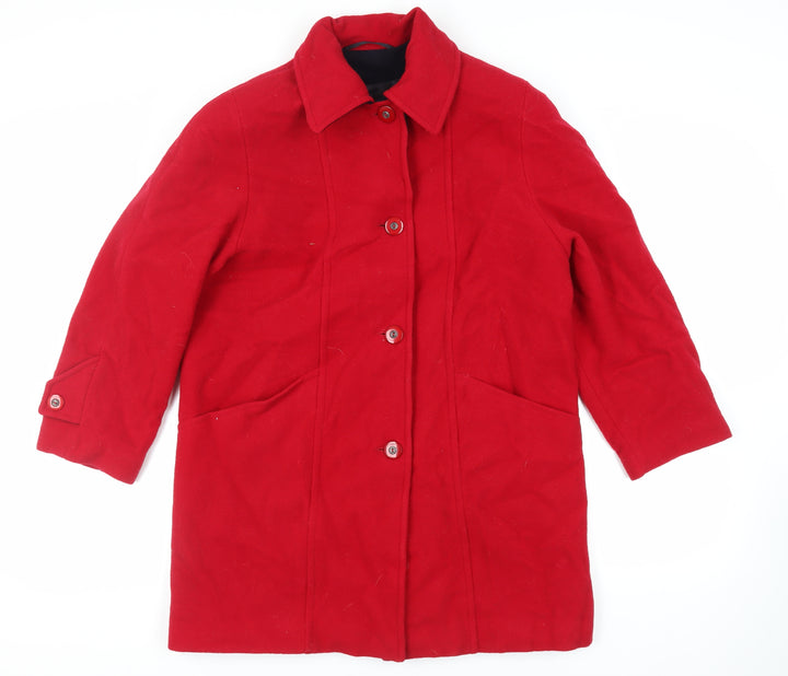 Astraka Womens Red Overcoat Coat Size 10 Button - Vintage