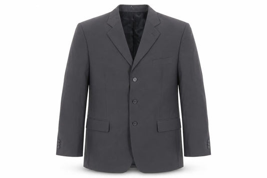 Front view of Farleigh men’s grey polyester jacket suit jacket, size 48, regular