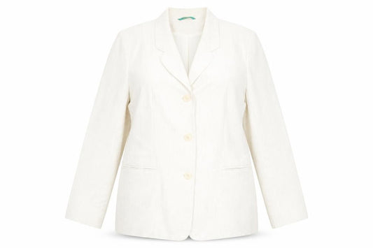 Front view of Canda women’s ivory jacket blazer, size UK 18, button