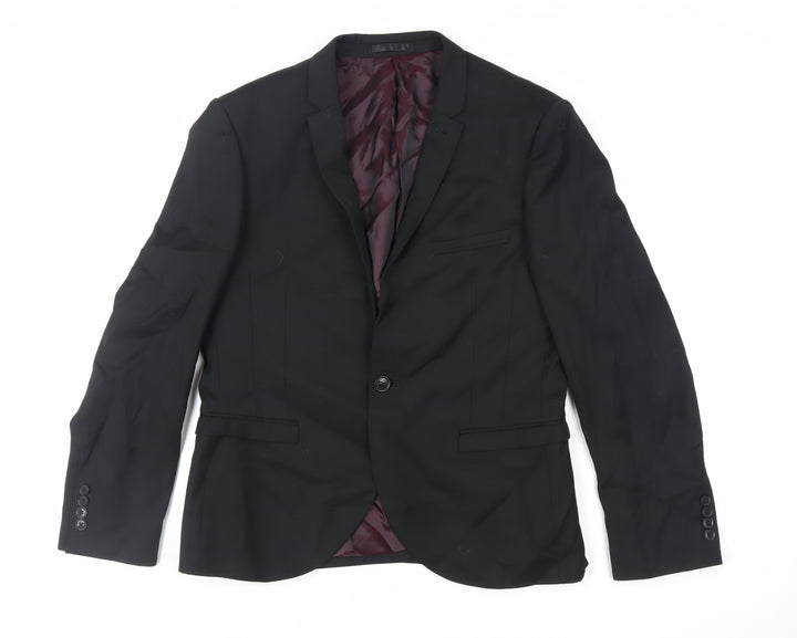 NEXT Mens Black Polyester Jacket Suit Jacket Size 40 Regular