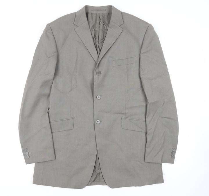 Burton Mens Grey Wool Jacket Suit Jacket Size 40 Regular