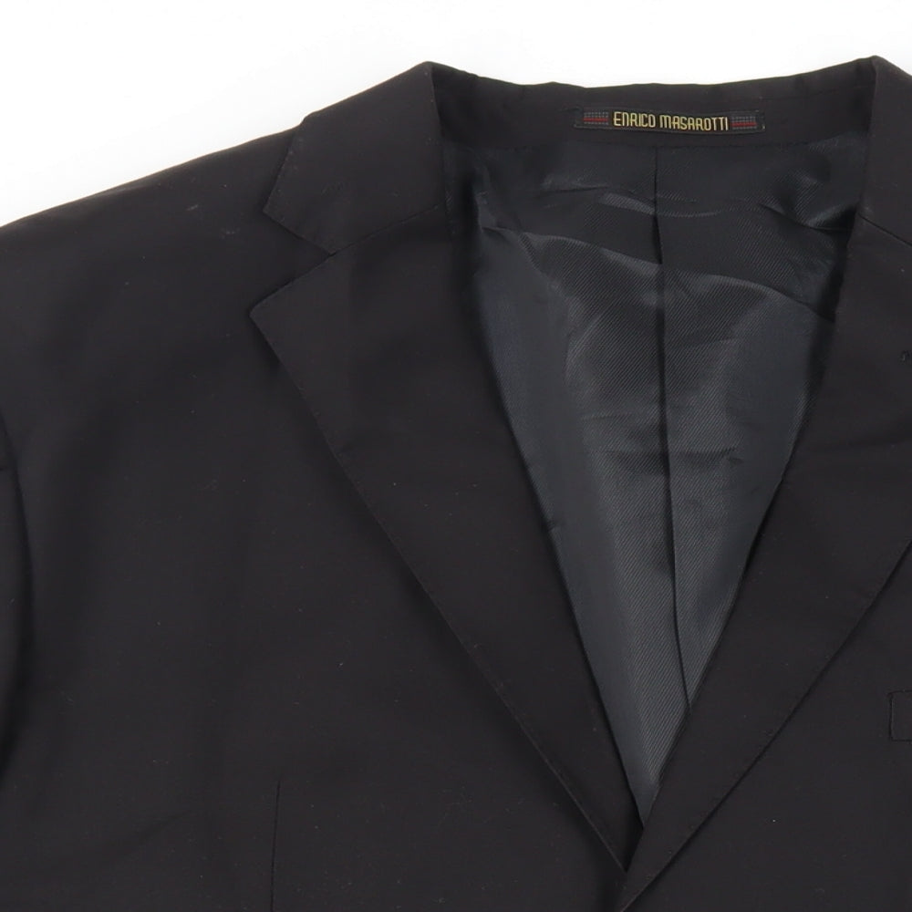 Enrico Masarotti Mens Black Wool Jacket Suit Jacket Size 46 Regular