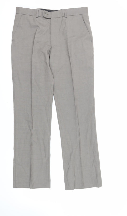 Burton Mens Grey Wool Dress Pants Trousers Size 34 in L31 in Regular Zip