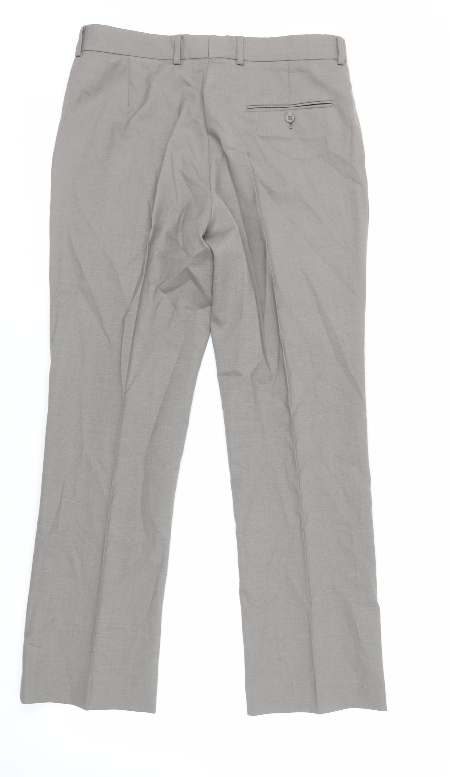 Burton Mens Grey Wool Dress Pants Trousers Size 34 in L31 in Regular Zip