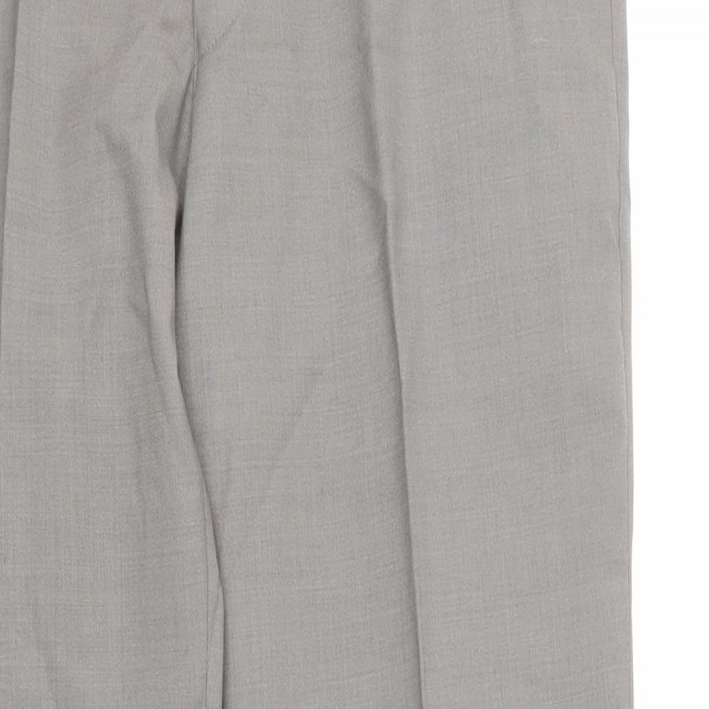 Burton Mens Grey Wool Dress Pants Trousers Size 34 in L31 in Regular Zip