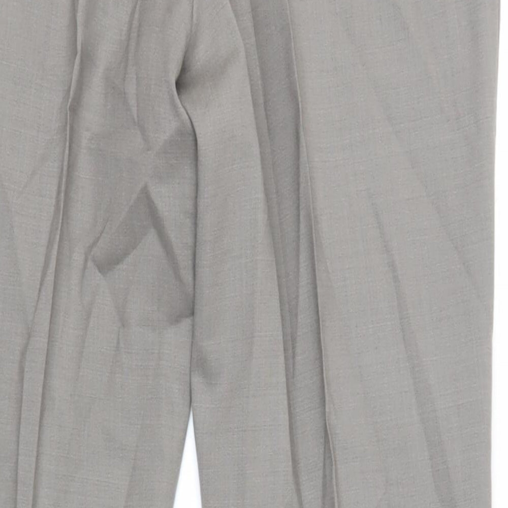 Burton Mens Grey Wool Dress Pants Trousers Size 34 in L31 in Regular Zip