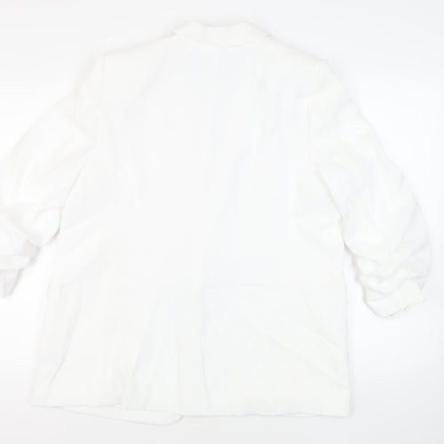 Marks and Spencer Womens White Jacket Blazer Size 18 - Ruched Sleeves