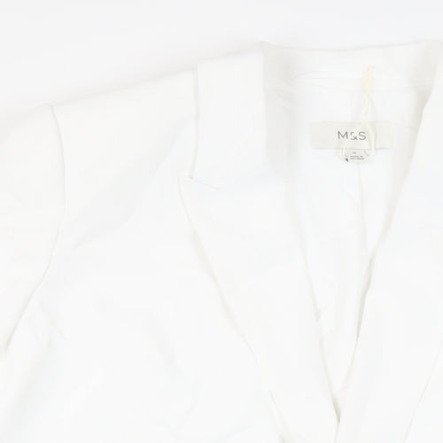 Marks and Spencer Womens White Jacket Blazer Size 18 - Ruched Sleeves