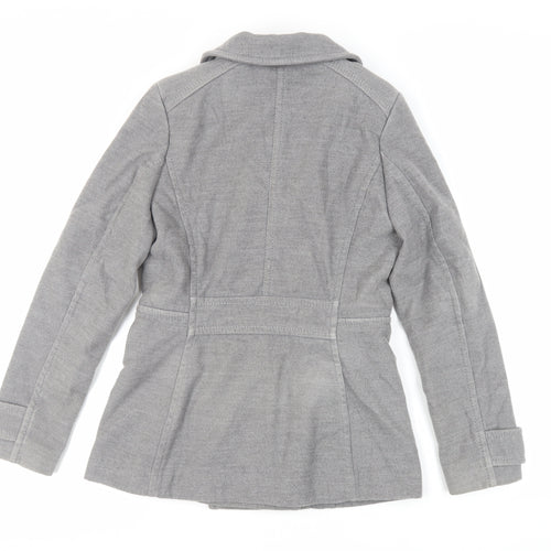 H&M Womens Grey Pea Coat Coat Size 8 Button
