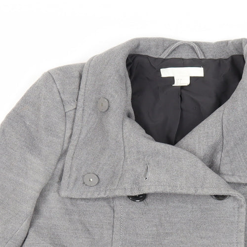 H&M Womens Grey Pea Coat Coat Size 8 Button