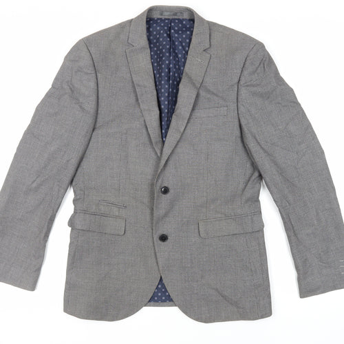 NEXT Mens Grey Geometric Polyester Jacket Suit Jacket Size 40 Regular