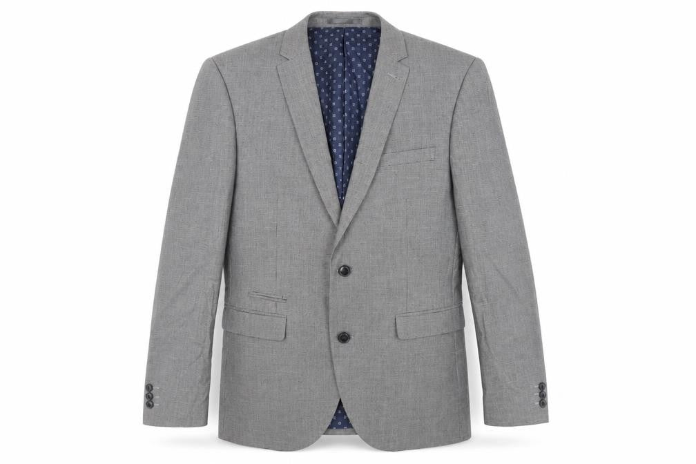 Next Mens Grey Geometric Polyester Jacket Suit Jacket Size 40 Regular