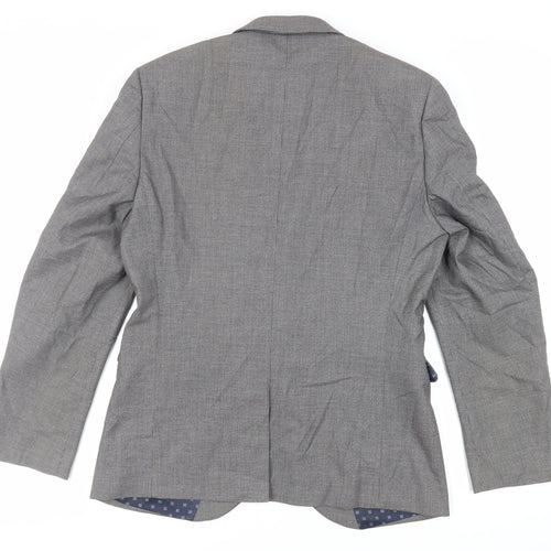 NEXT Mens Grey Geometric Polyester Jacket Suit Jacket Size 40 Regular