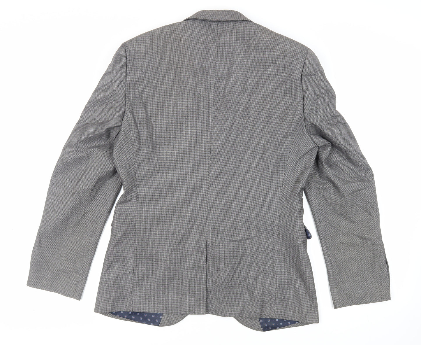 NEXT Mens Grey Geometric Polyester Jacket Suit Jacket Size 40 Regular