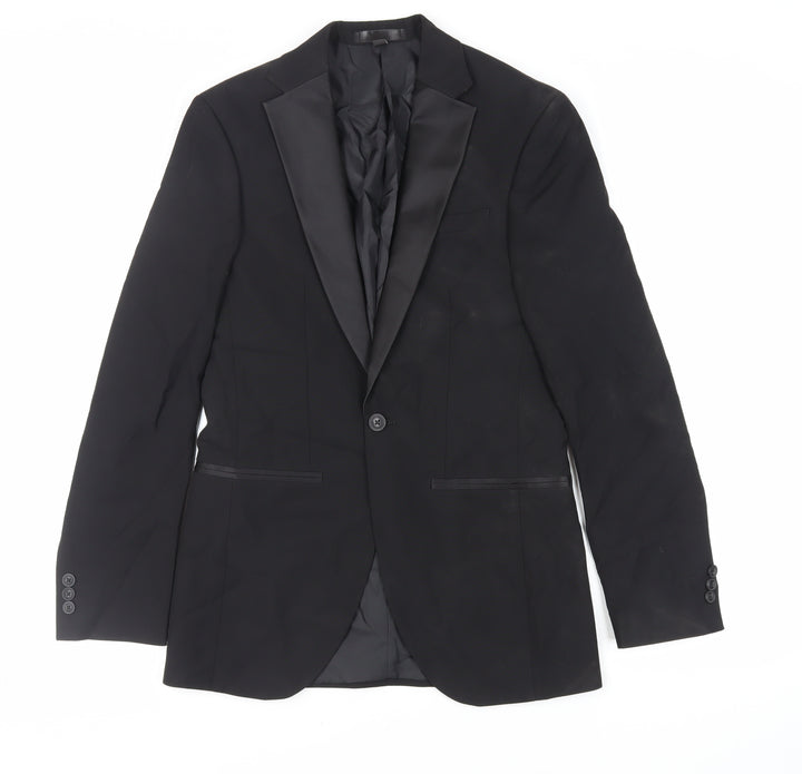 Marks and Spencer Mens Black Polyester Tuxedo Suit Jacket Size 34 Regular