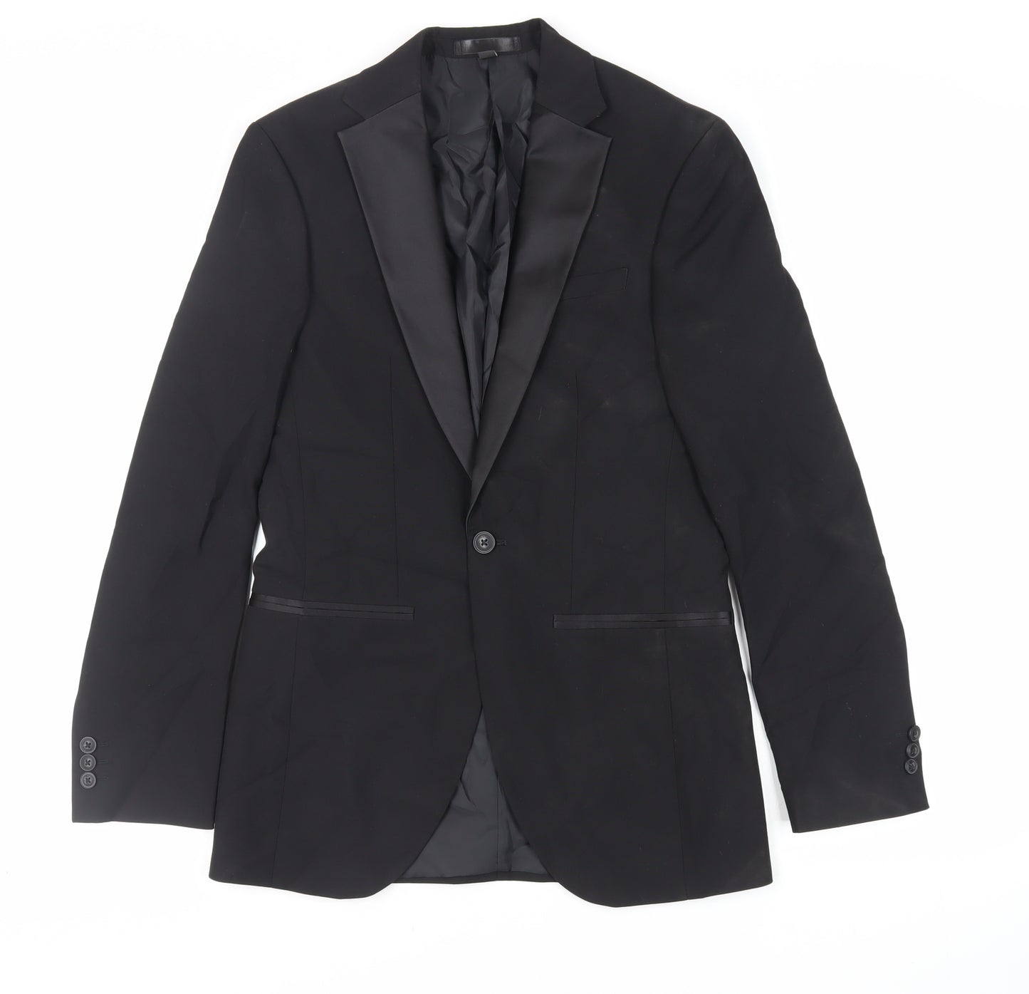 Marks and Spencer Mens Black Polyester Tuxedo Suit Jacket Size 34 Regular
