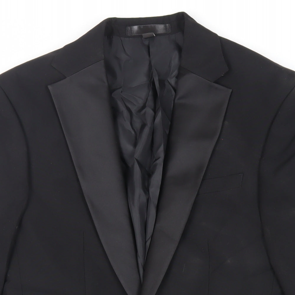Marks and Spencer Mens Black Polyester Tuxedo Suit Jacket Size 34 Regular