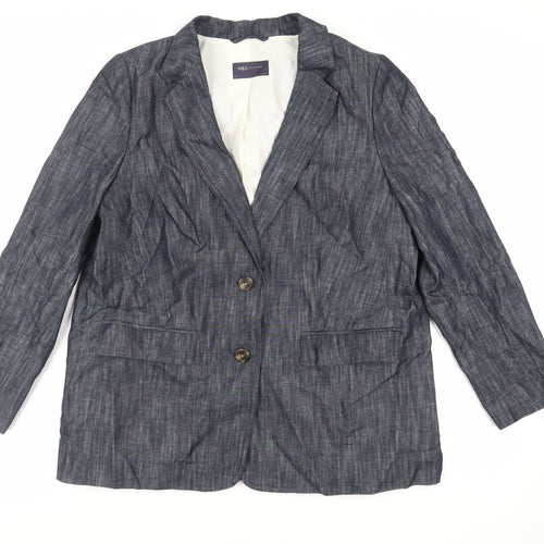 Marks and Spencer Womens Blue Jacket Blazer Size 16 Button