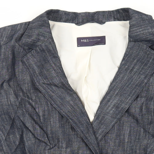 Marks and Spencer Womens Blue Jacket Blazer Size 16 Button