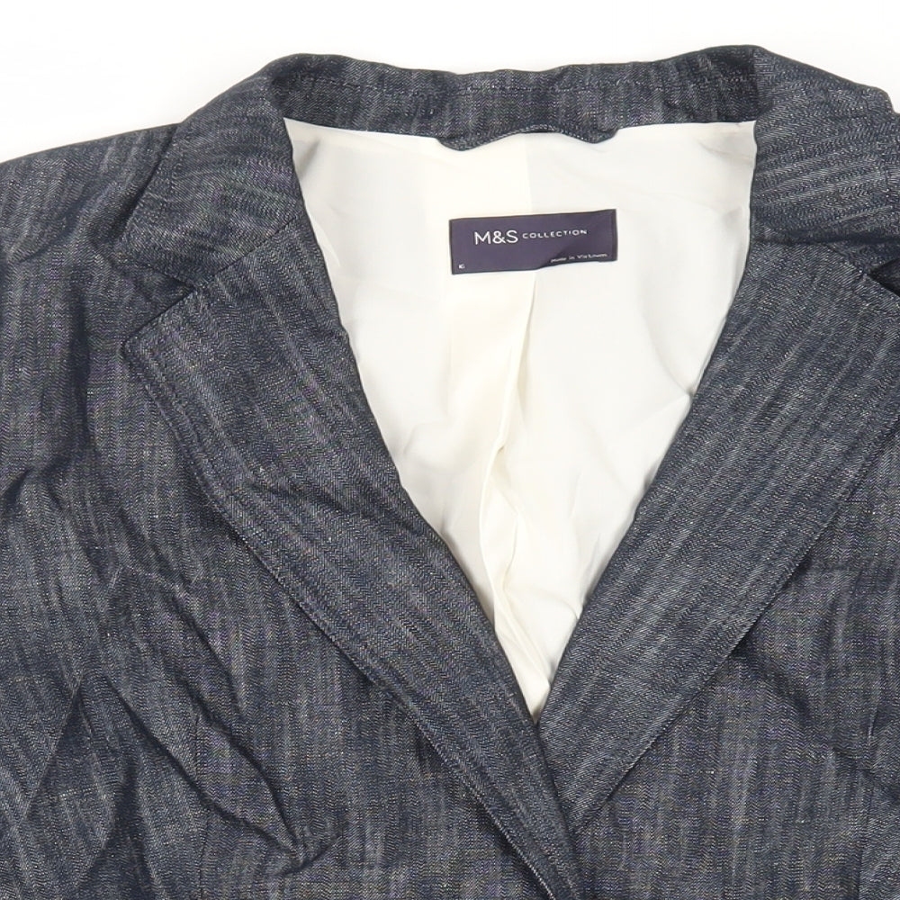 Marks and Spencer Womens Blue Jacket Blazer Size 16 Button