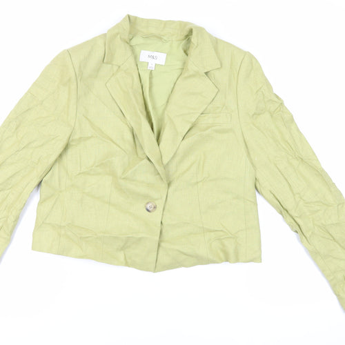 Marks and Spencer Womens Green Jacket Blazer Size 12 Button